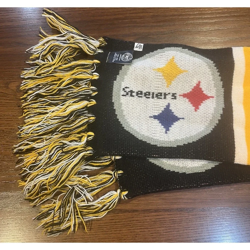 Pittsburgh Steelers Winter Hat Scarf Set NFL Ear Flap Beanie Logo 47 Brand Knit